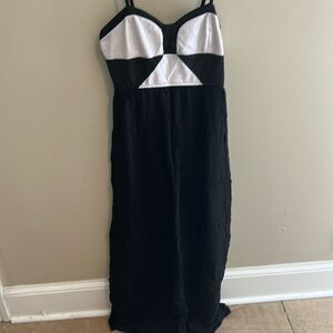 NEW West 36th Color Block Maxi Dress Medium Black White Geometric Bustier Long